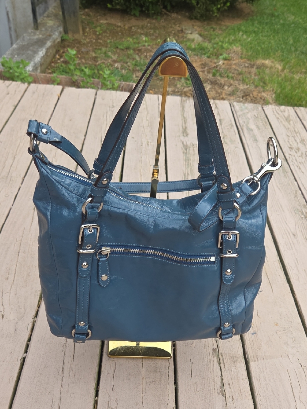 Coach Alexandria 15273 2010 Blue Patent Leather Crossbody $359 Retail. GUC - Picture 3 of 16